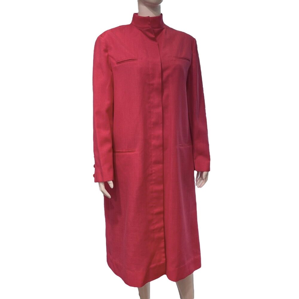VTG  70s Roth Le Cover Sport Women's Linen Hot Pink Coat Dress Jacket Sz 16